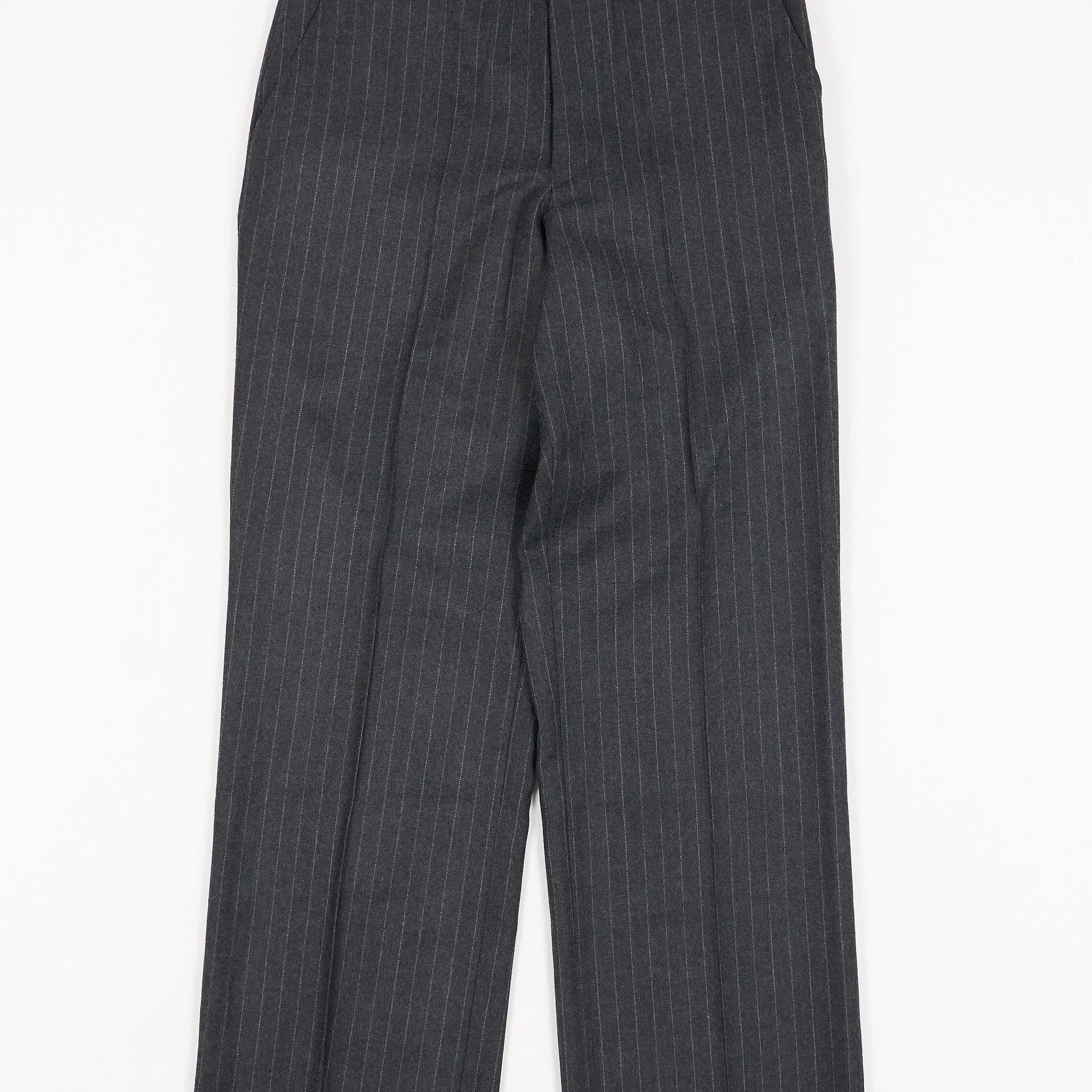 Black Sign Chalk Stripe Officer Merino Wool Pants