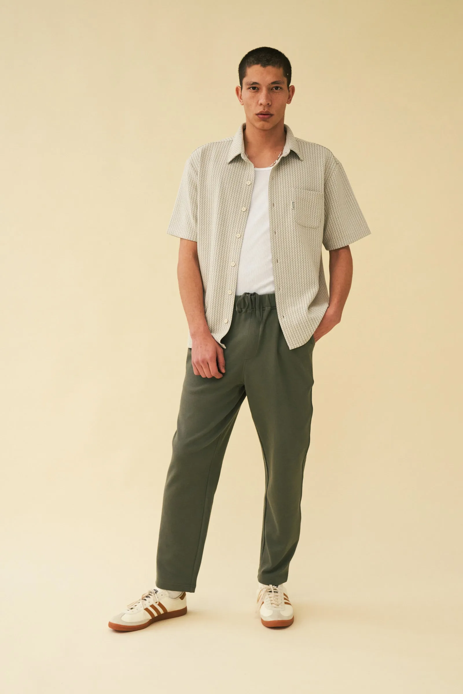 BLANCO PATTERNED TEXTURED POLO SHIRT - WHITE