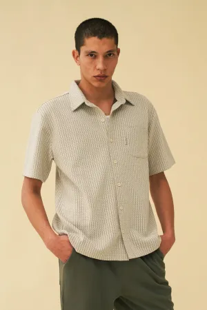 BLANCO PATTERNED TEXTURED POLO SHIRT - WHITE