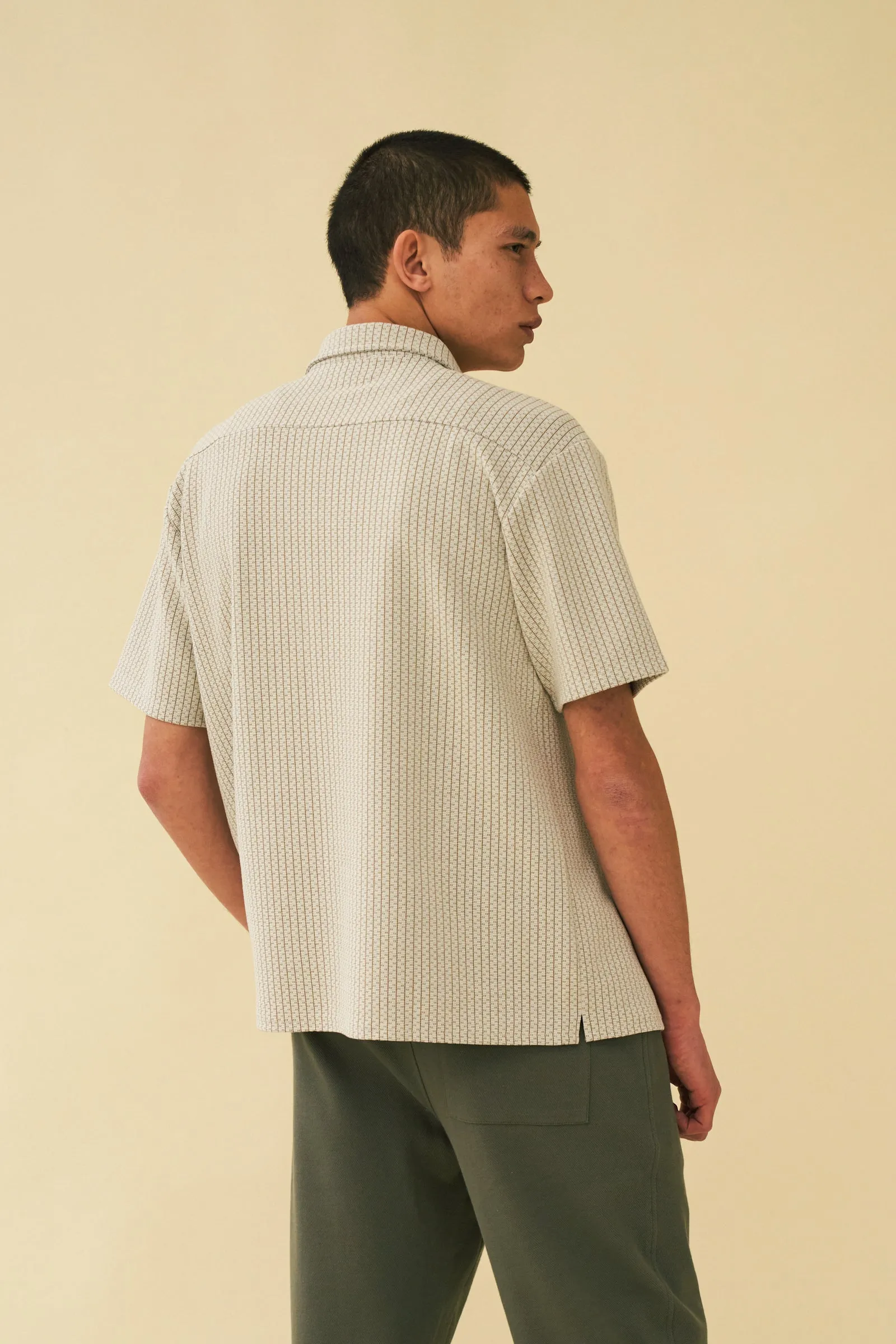 BLANCO PATTERNED TEXTURED POLO SHIRT - WHITE
