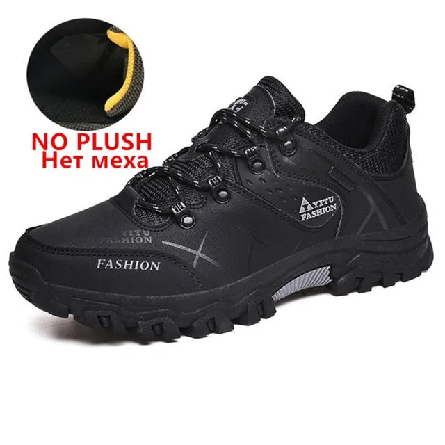 Brand Men Winter Snow Boots Waterproof Leather sneakers 39-47