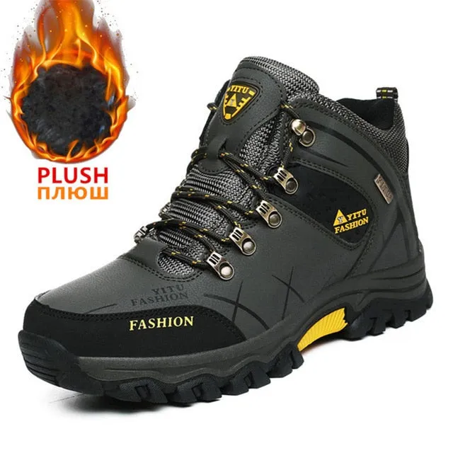 Brand Men Winter Snow Boots Waterproof Leather sneakers 39-47
