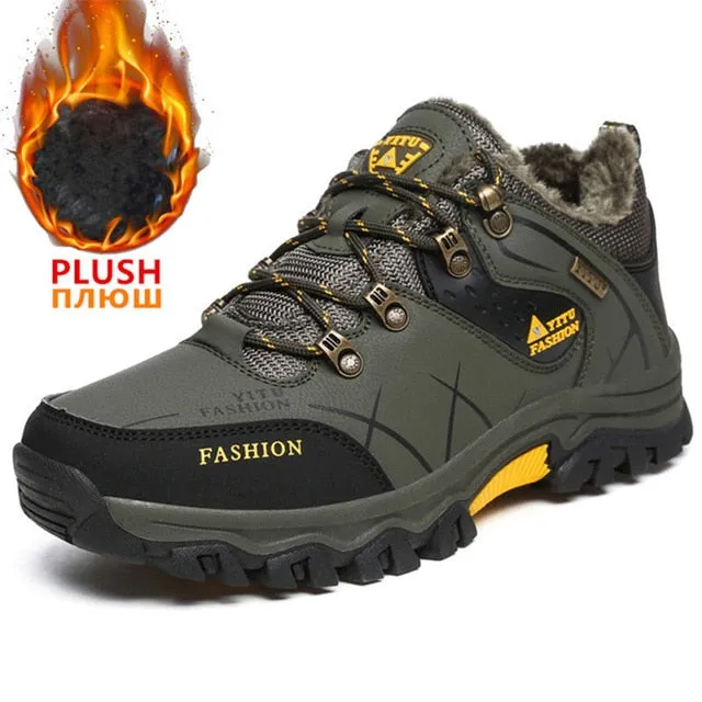 Brand Men Winter Snow Boots Waterproof Leather sneakers 39-47