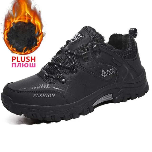 Brand Men Winter Snow Boots Waterproof Leather sneakers 39-47