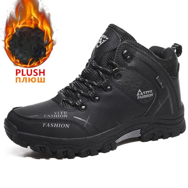 Brand Men Winter Snow Boots Waterproof Leather sneakers 39-47