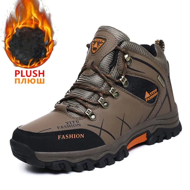 Brand Men Winter Snow Boots Waterproof Leather sneakers 39-47