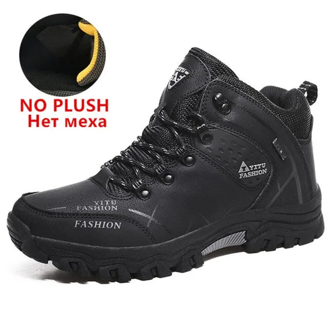 Brand Men Winter Snow Boots Waterproof Leather sneakers 39-47