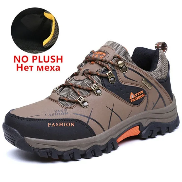 Brand Men Winter Snow Boots Waterproof Leather sneakers 39-47