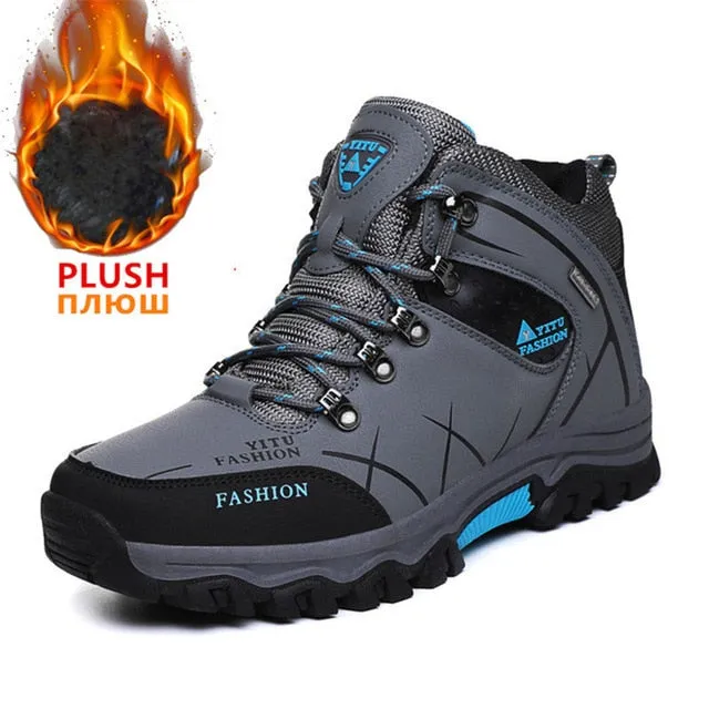 Brand Men Winter Snow Boots Waterproof Leather sneakers 39-47