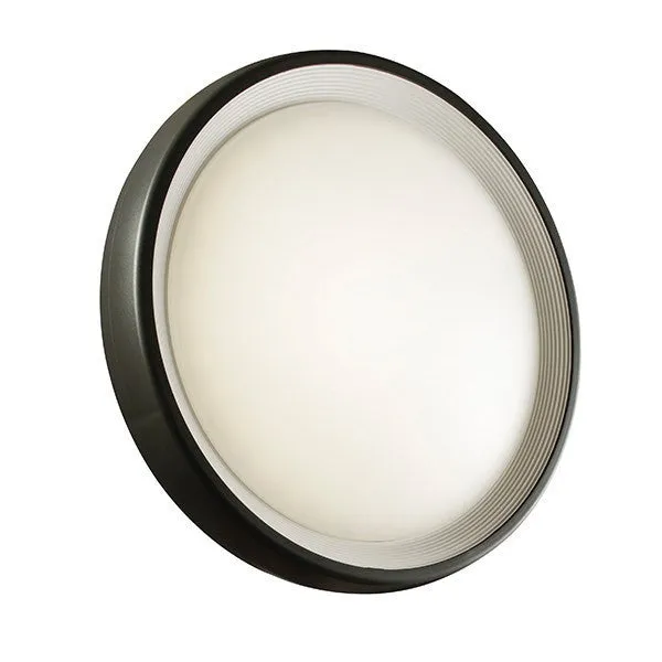 Corden 18 Watt IP65 Warm White (3000K) LED Round Matt White and Graphite Bulkhead