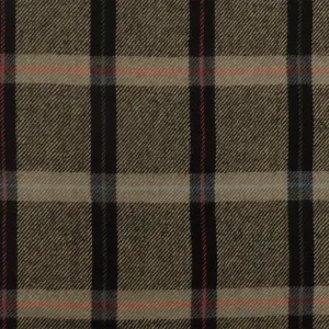 Earth Beige-Black-Multi Plaid Wool Cotton Twill Woven Suiting Fabric