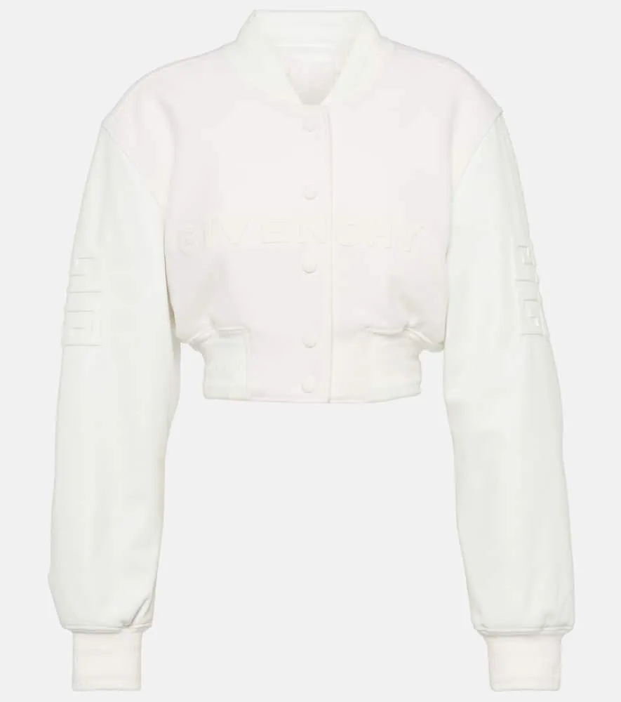 Givenchy Wool and leather cropped bomber jacket