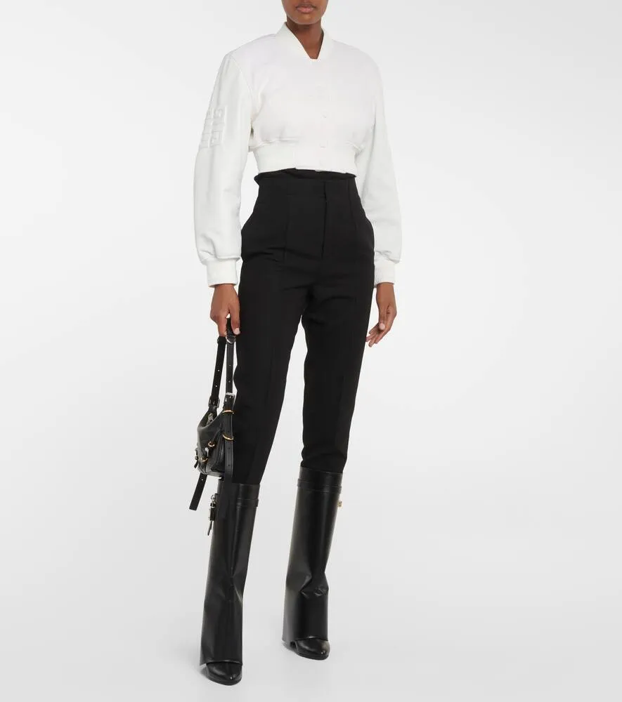 Givenchy Wool and leather cropped bomber jacket
