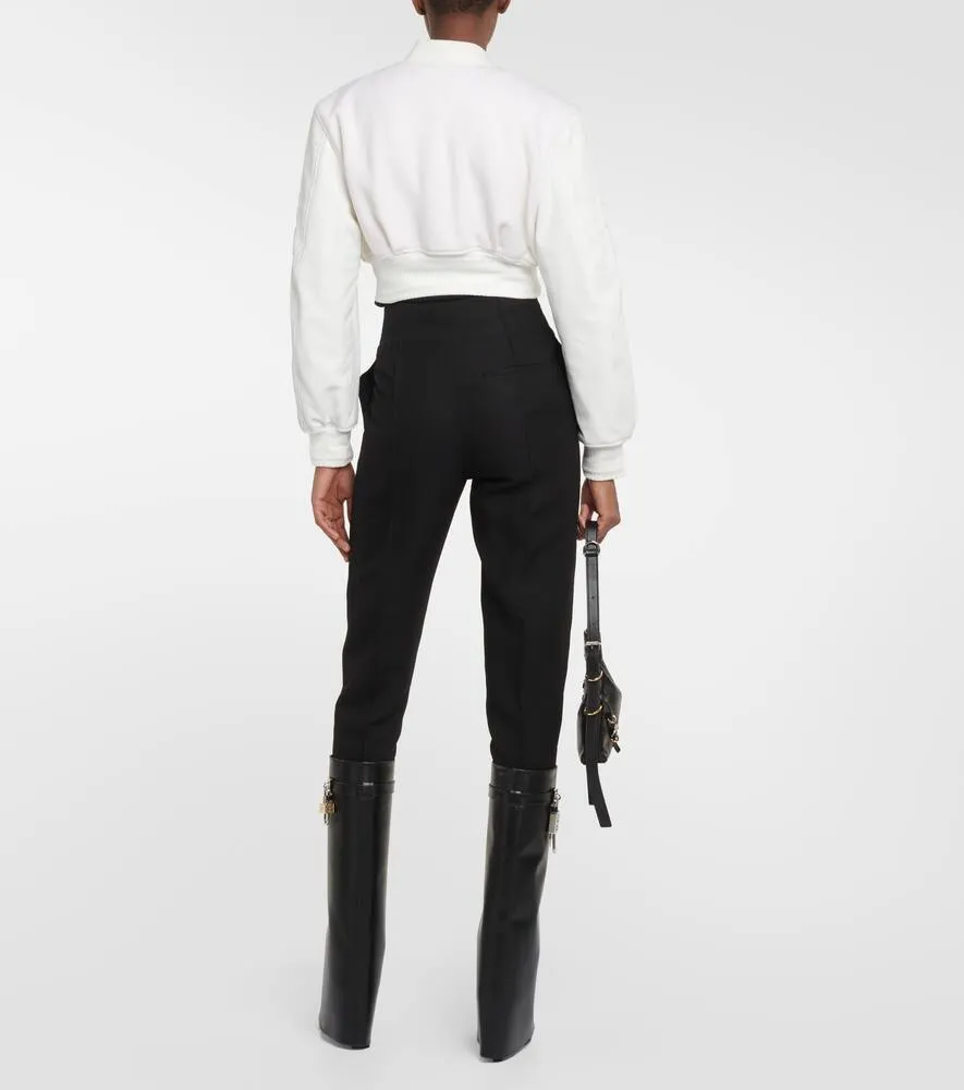 Givenchy Wool and leather cropped bomber jacket