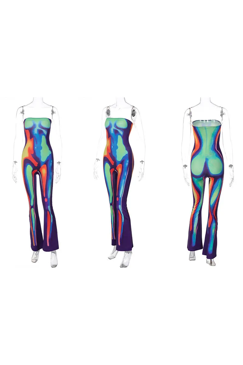 JE207 Tie Dye Strapless Jumpsuits