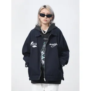 Men's Loose Letter Embroidered Bomber Jacket