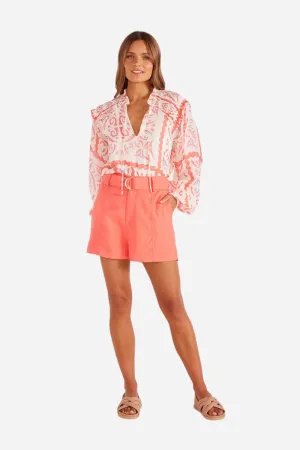 Minkpink Lila Belted Linen Shorts in Pink