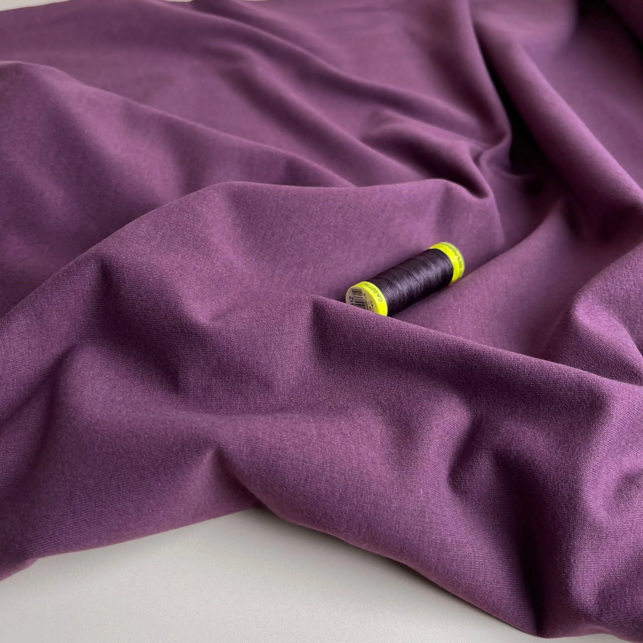 Peach Soft GOTS Organic Cotton Sweat-shirting in Aubergine
