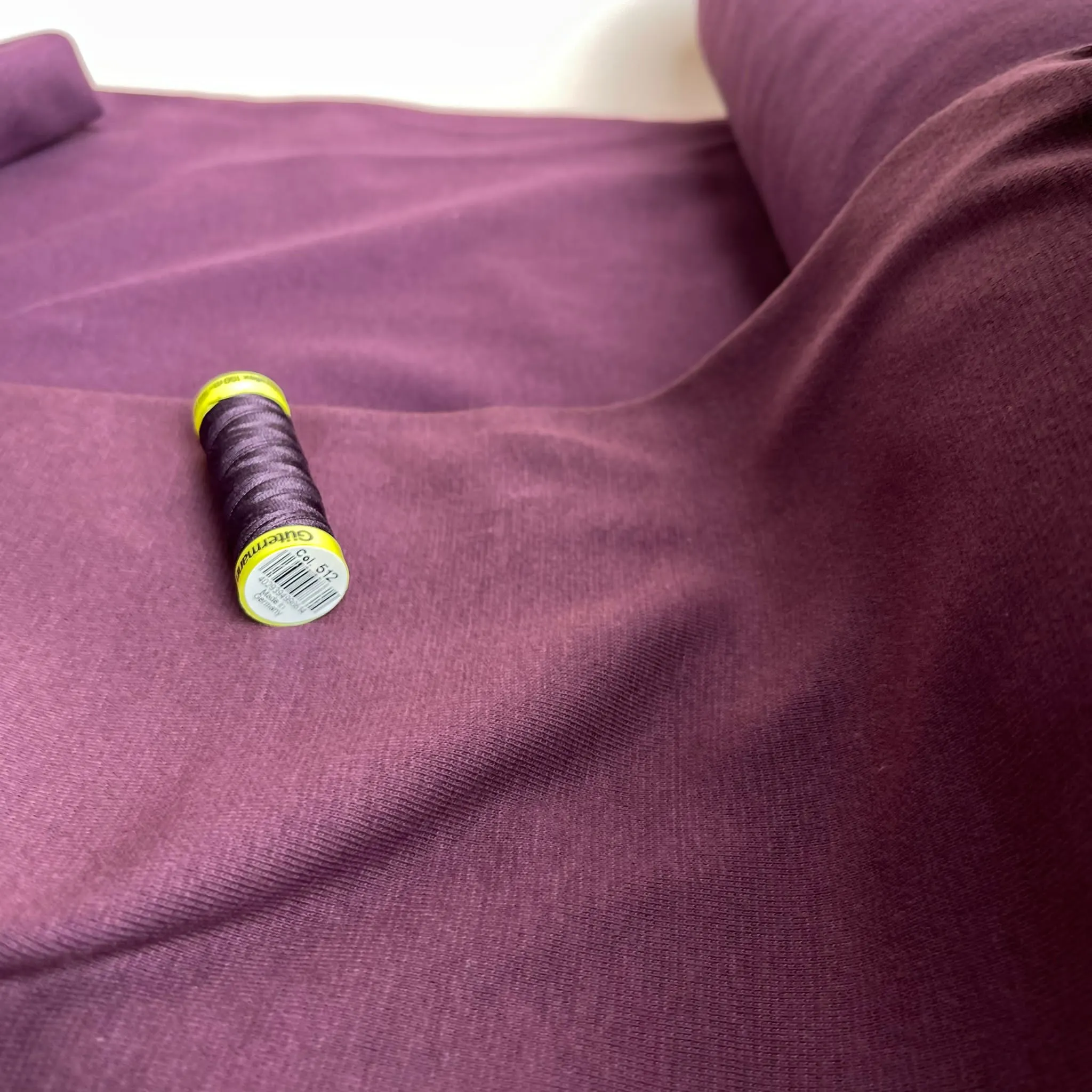 Peach Soft GOTS Organic Cotton Sweat-shirting in Aubergine
