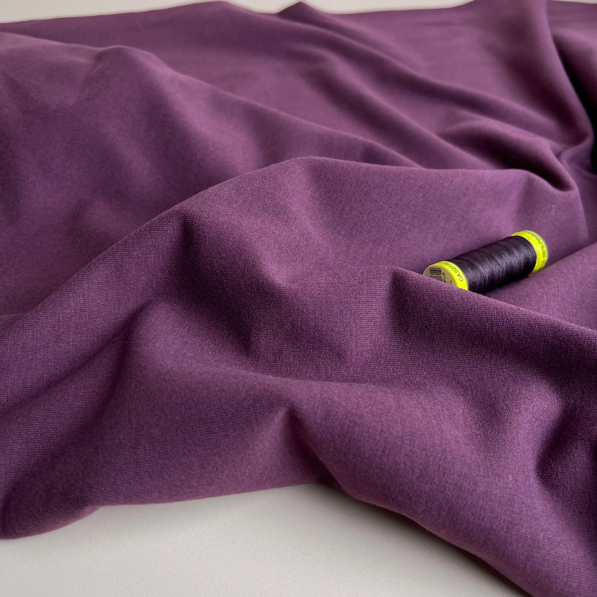 Peach Soft GOTS Organic Cotton Sweat-shirting in Aubergine