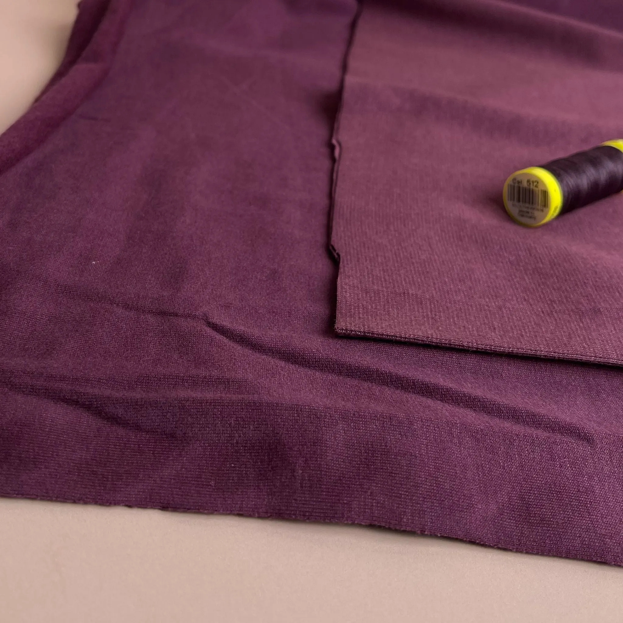 Peach Soft GOTS Organic Cotton Sweat-shirting in Aubergine