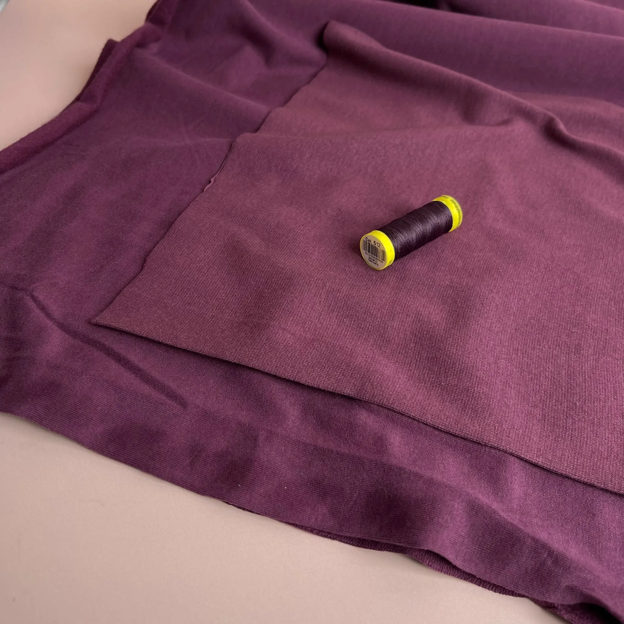 Peach Soft GOTS Organic Cotton Sweat-shirting in Aubergine