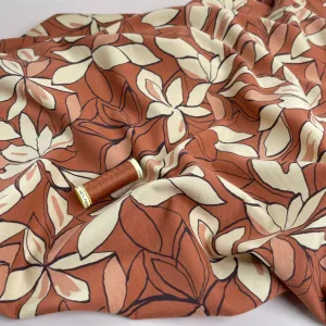 REMNANT 2.47 Metres - Bold Flowers Brique Cotton French Terry Fabric