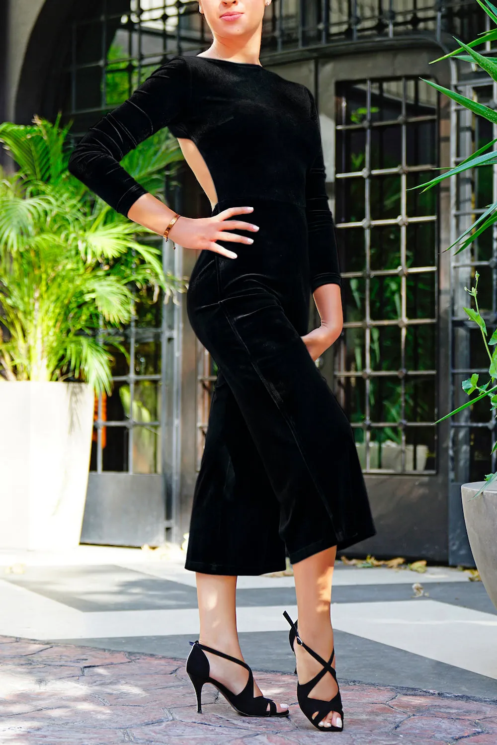 Touchline Tango Back Botton Jumpsuit / Velvet Series